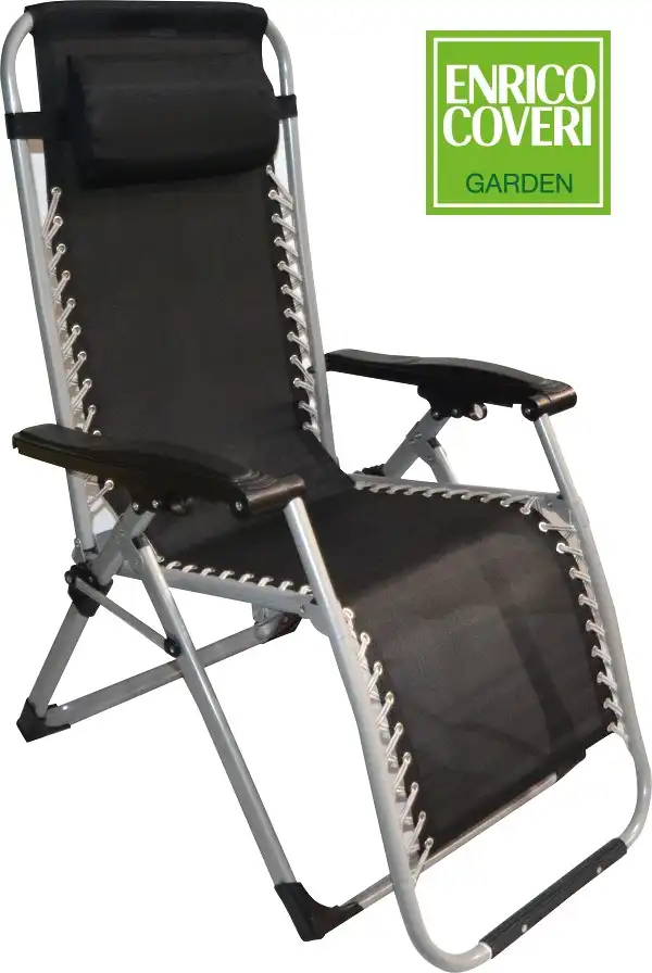 Sedia Pieghevole Gravita' Zero Nero Per Giardino Enrico Coveri Tubolare 20x40MM