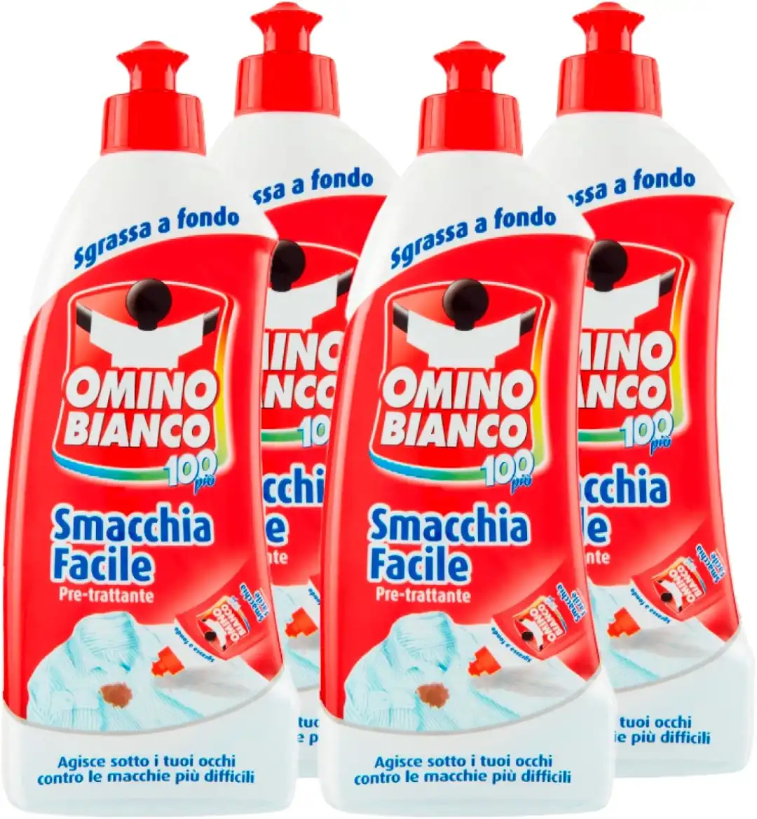 4x Omino Bianco Pre-trattante Smacchia Facile Smacchiatore Bucato 4x500ml