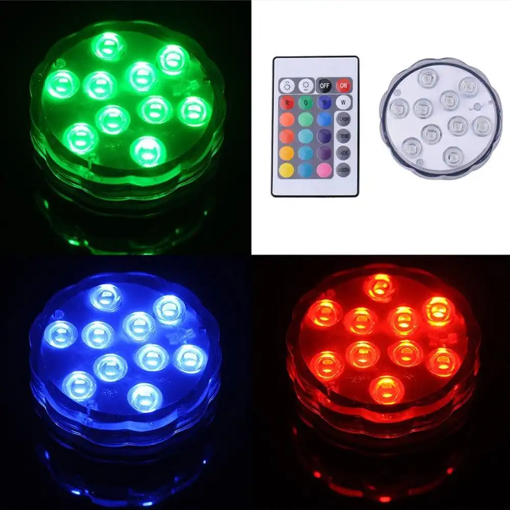 Luce Subacquea 10 Led Rgb Cambia Colore Con Telecomando Per Acquario