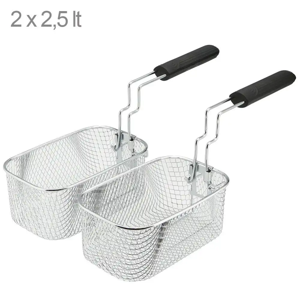 Friggitrice Elettrica in Acciaio Inox con 3 Cestelli 2000w da 5 Litri Termostato