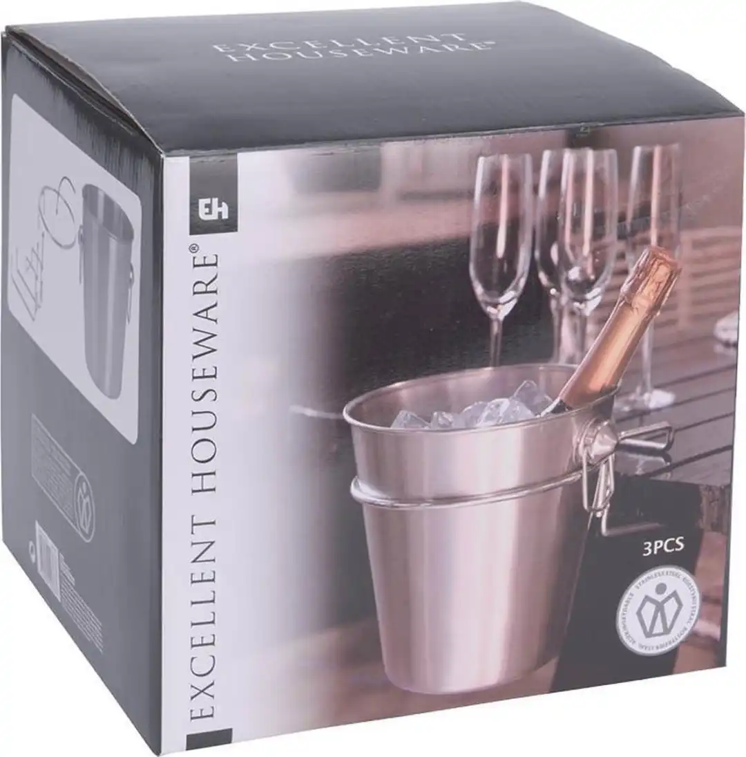 Secchiello Porta Ghiaccio Champagne Vino 20cm con Supporto per Tavolo