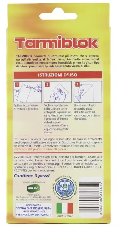 Set 6 Confezioni Relevi Tarmiblok 2+1 Foglietti Anti Farfalline Cibo Tot 18fogli