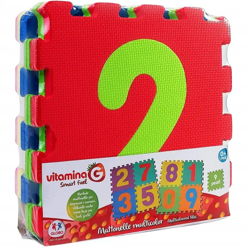 Tappetino Tappeto Puzzle Maxi Numeri Incastro Gioco Bambino 9pz 32x32cm Gomma