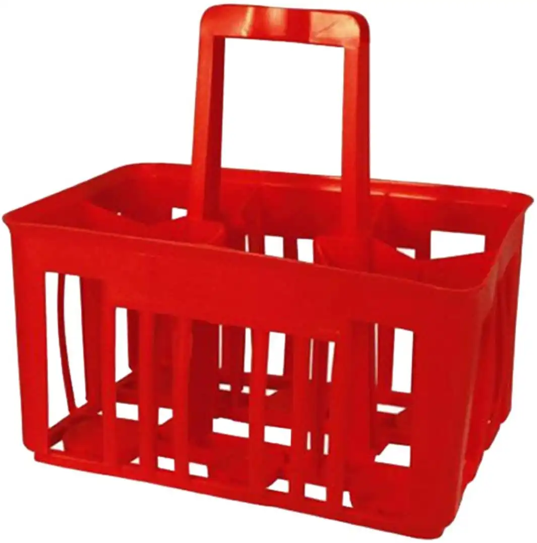Cestello Cestino Portabottiglie in Plastica Per 6 Bottiglie da 1 Lt 21x30x32 cm