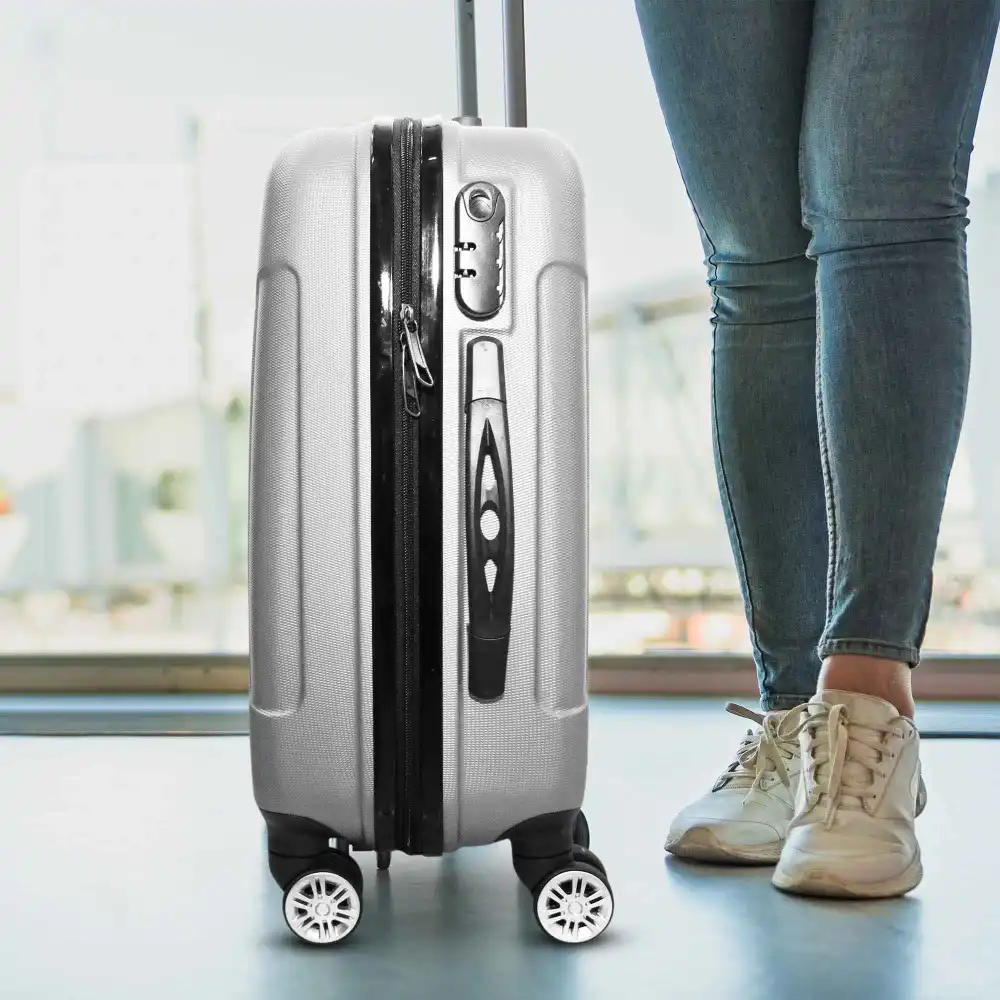 Trolley Rigido Da Viaggio Bagaglio a Mano Grigio Voli Ryanair EasyJet 55x35x23cm