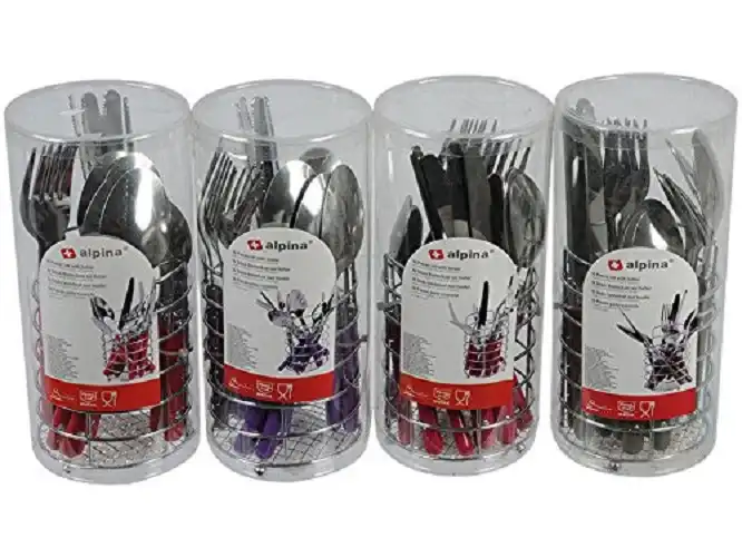Set Di Posate 16 Pezzi In Acciaio Inox Per 4 Persona Posata Da Tavola Rosso