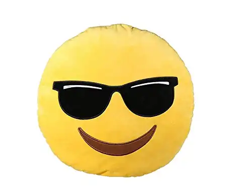 Cuscino Emoticon Occhiali Da Sole Morbido Peluche 50x50cm Whatsapp Divano Letto