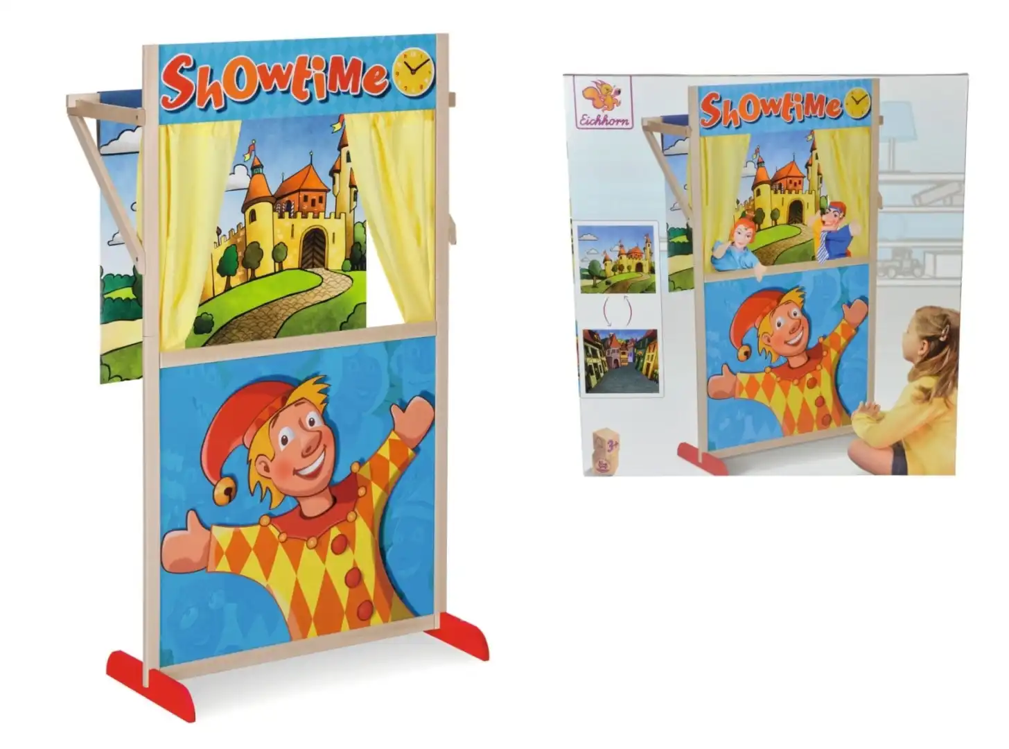 Teatro Delle Marionette di Eichhorn in Legno 110 x 64 cm Teatrino Bambini