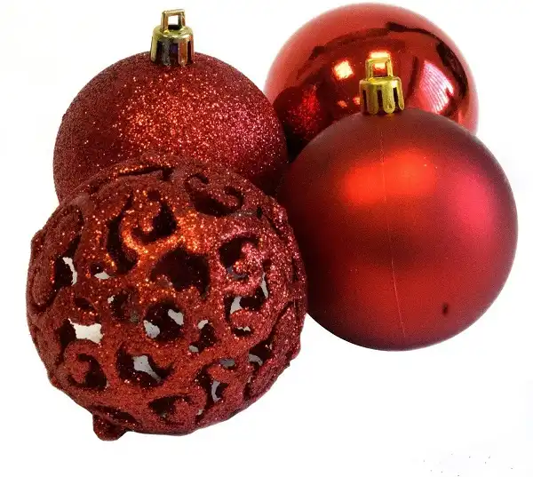 Valigia 100 Pezzi Palline di Natale Rosse Rosso Varie Misure Albero di Natale