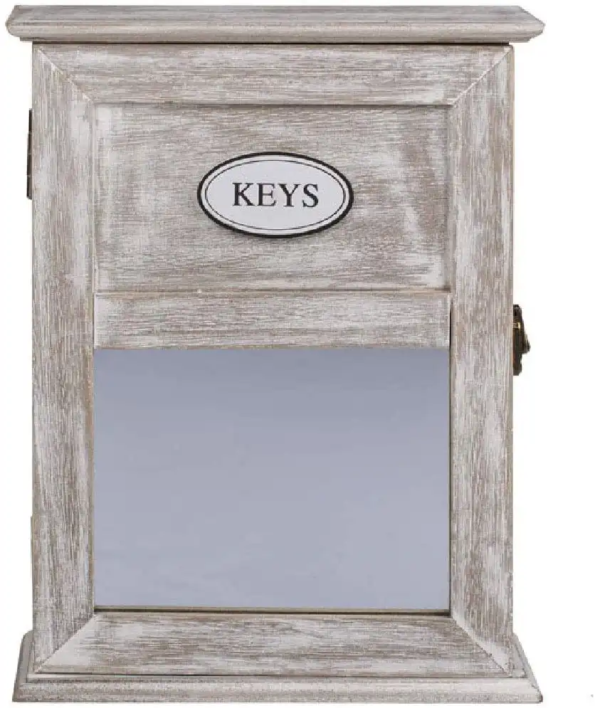 Armadietto Cassetta Portachiavi Portachiavi in Legno MDF Con Specchio 20x26,5cm