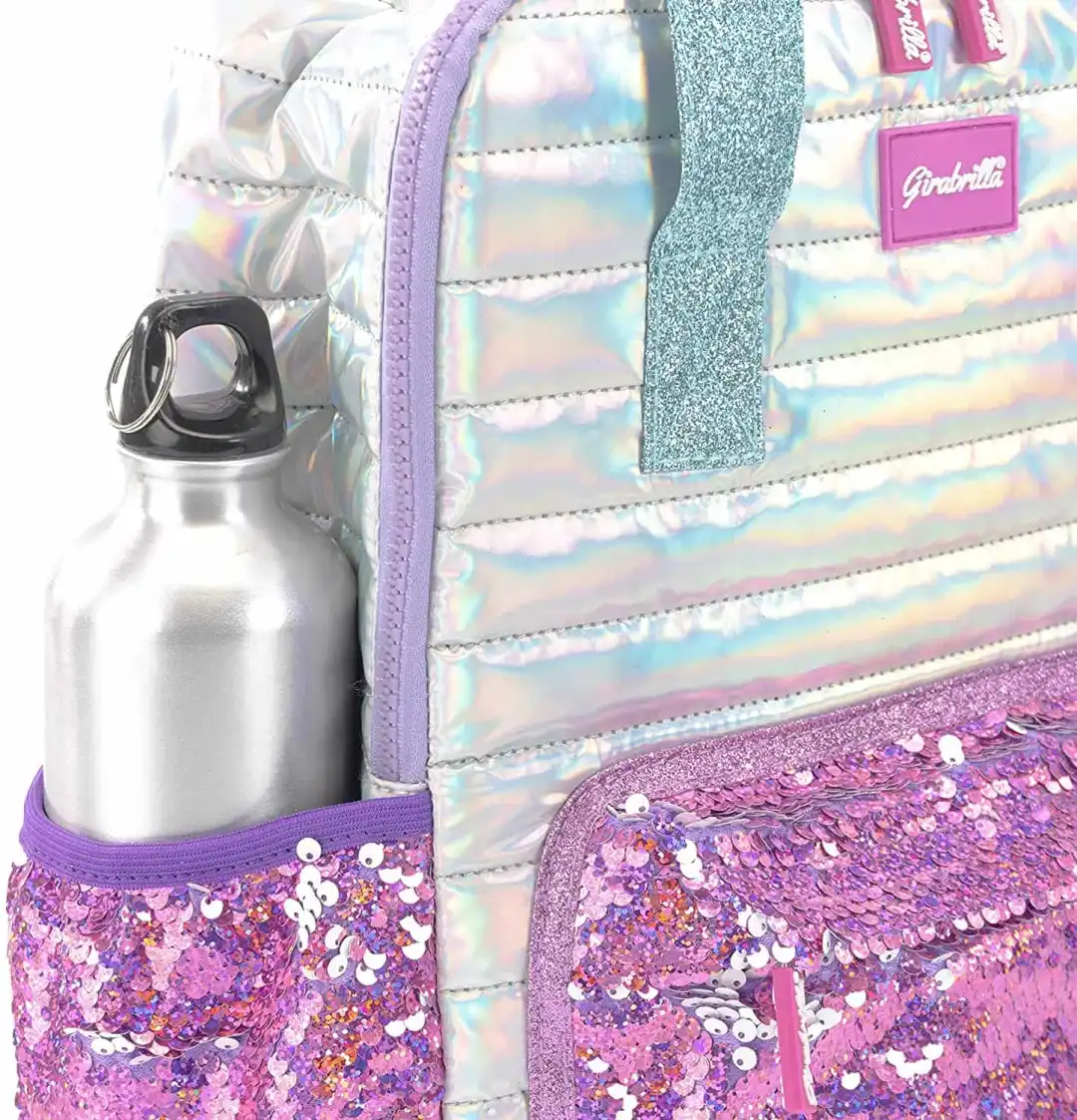 Zaino Zainetto Girabrilla Puffer Glam per Bambine con Tasche in Paillettes