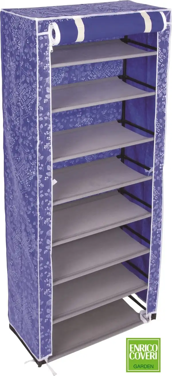 Scarpiera Scaffale Portascarpe 8 Ripiani Porta Scarpe Blu Enrico Coveri