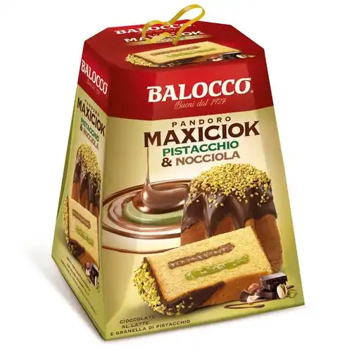 Balocco Pandoro Maxiciok Pistacchio&Nocciola 750gr Con Granelle di Pistacchio