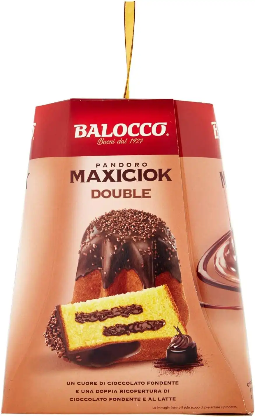 Balocco Pandoro Maxiciok 800g con Crema al Cioccolato Fondente e Latte