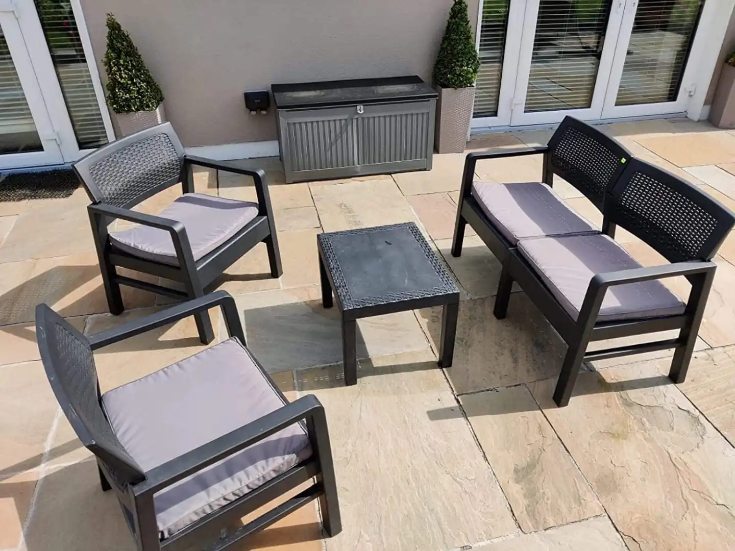 Set Kilimanjaro Salotto da Giardino in Rattan Tavolo Divanetto e 2 Poltrone