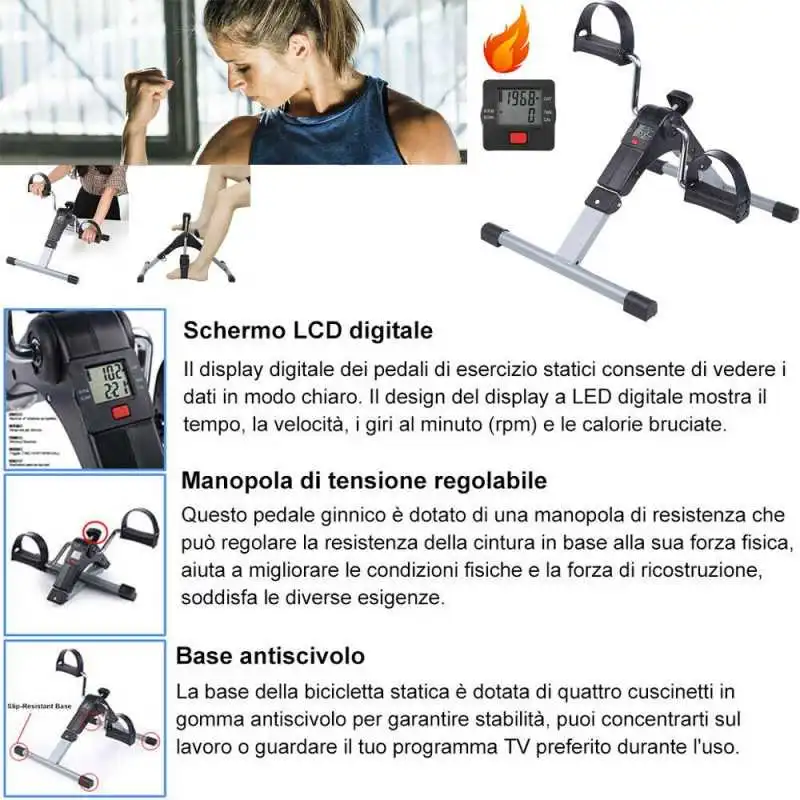 Pedaliera Mini Cyclette Riabilitazione Gambe e Braccia Ginnastica Passiva Bike