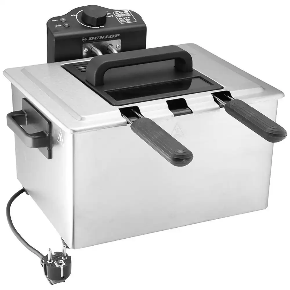 Friggitrice Elettrica in Acciaio Inox con 3 Cestelli 2000w da 5 Litri Termostato