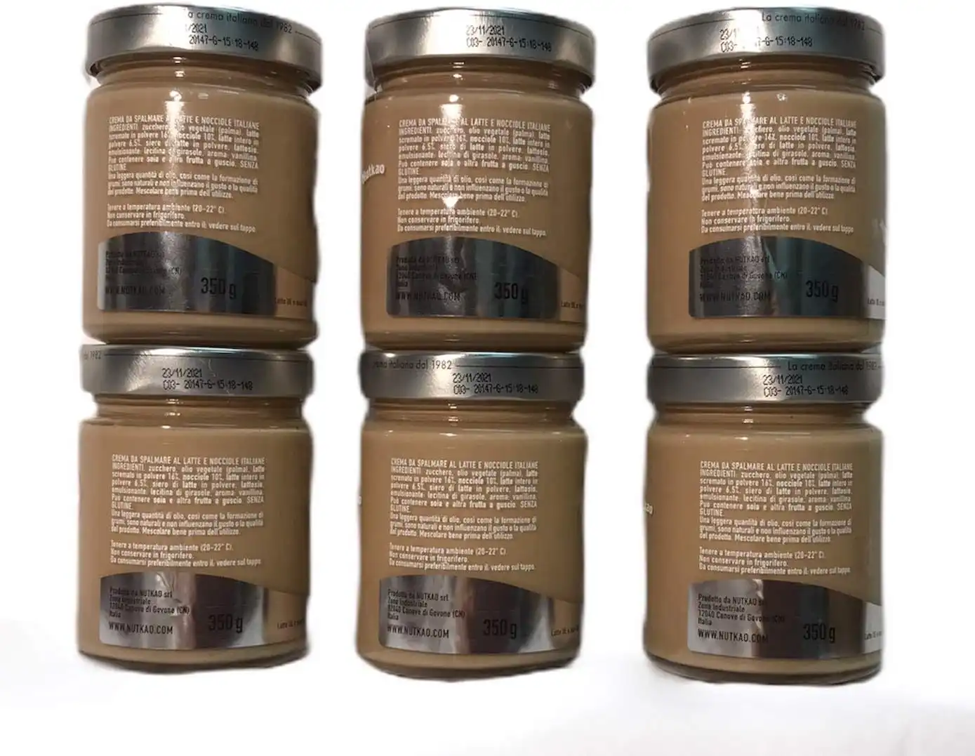 6 Pezzi Nutkao Gran Cremeria Crema al Latte e Nocciola da Spalmare da 350gr