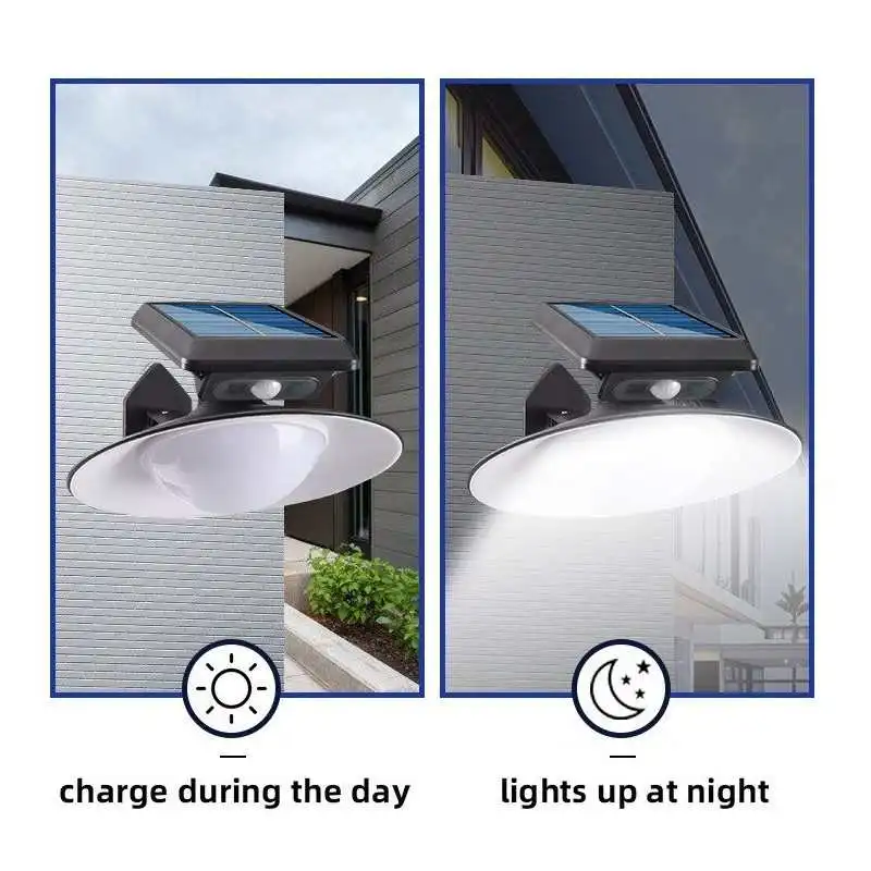 Lampada Faro Solare 20cm con Sensore di Movimento per Esterno con Telecomando