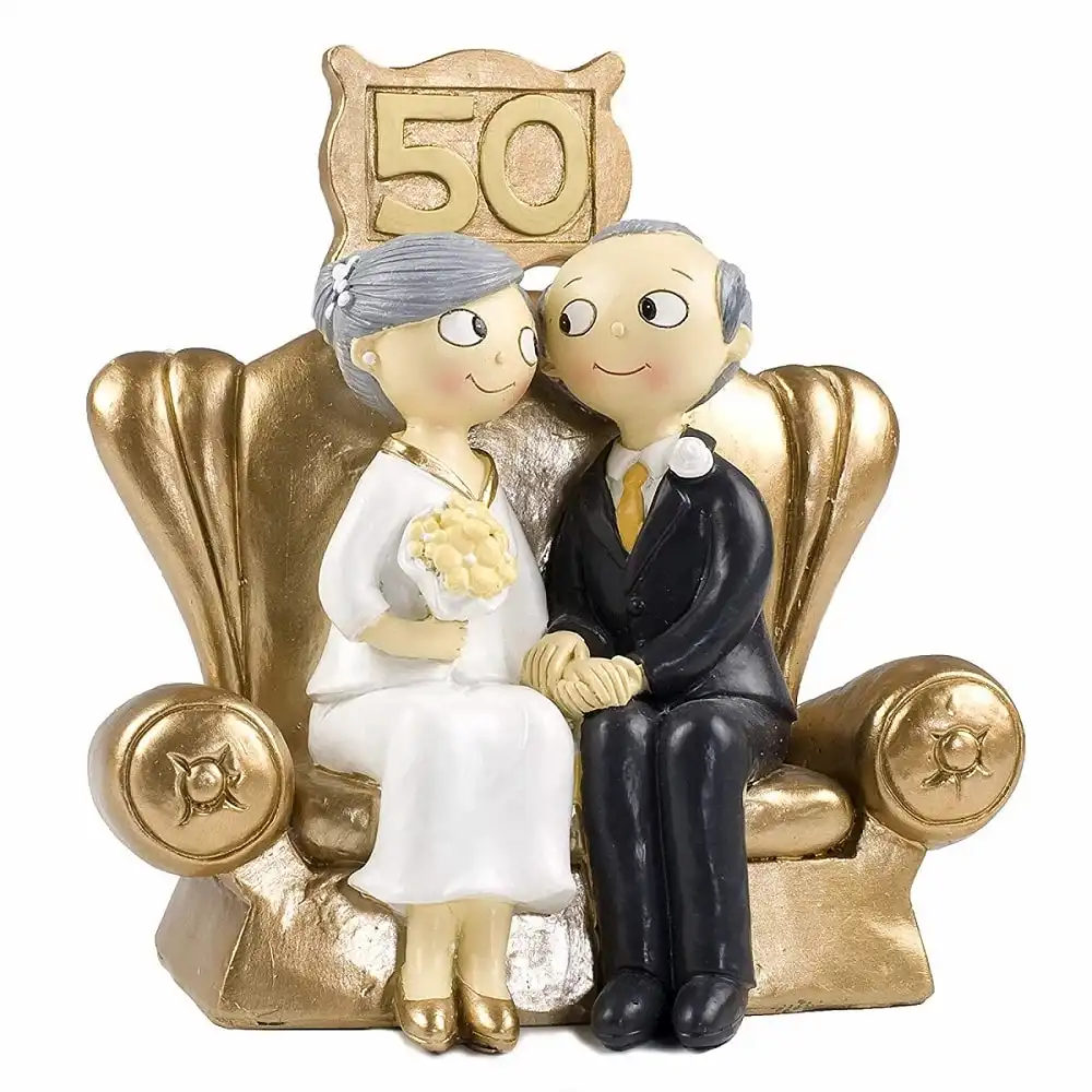 Cake Topper Centrotorta Matrimonio 50 Anni Nozze d'Oro 50esimo Anniversario 17cm