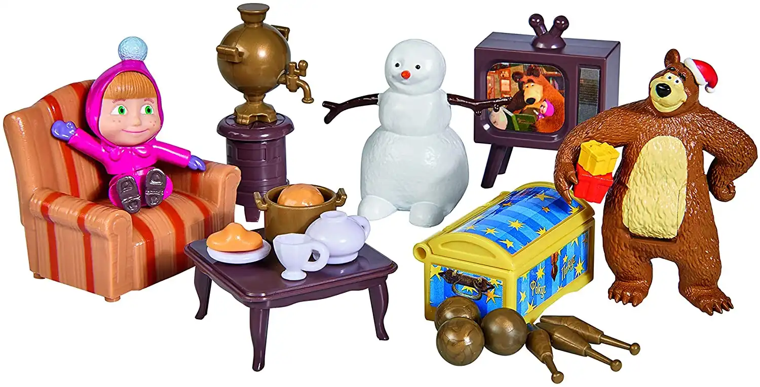 Masha Playset la Grande Casa Inverno Inclusi Masha e Orso ed Accessori 3 Anni+