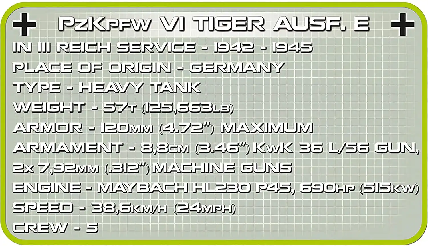 Costruzioni Cobi Carroarmato Militare PzKpfw VI Tiger Ausf. E 800 pz Eta' 7+