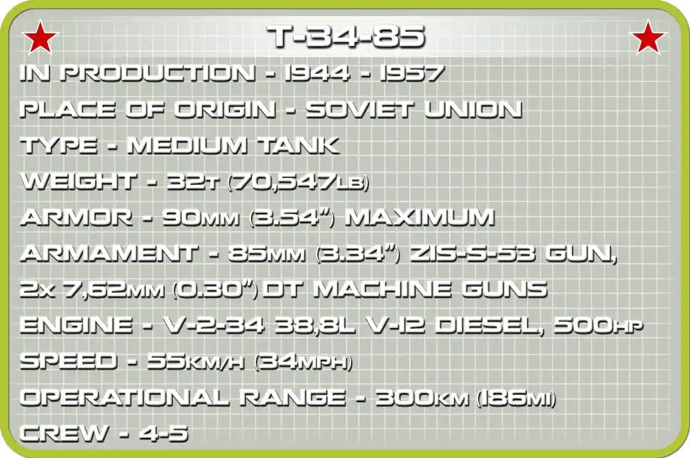 Costruzioni Cobi Carroarmato Corazzato Militare T-34-85 273 pz Eta' 6+ Gioco