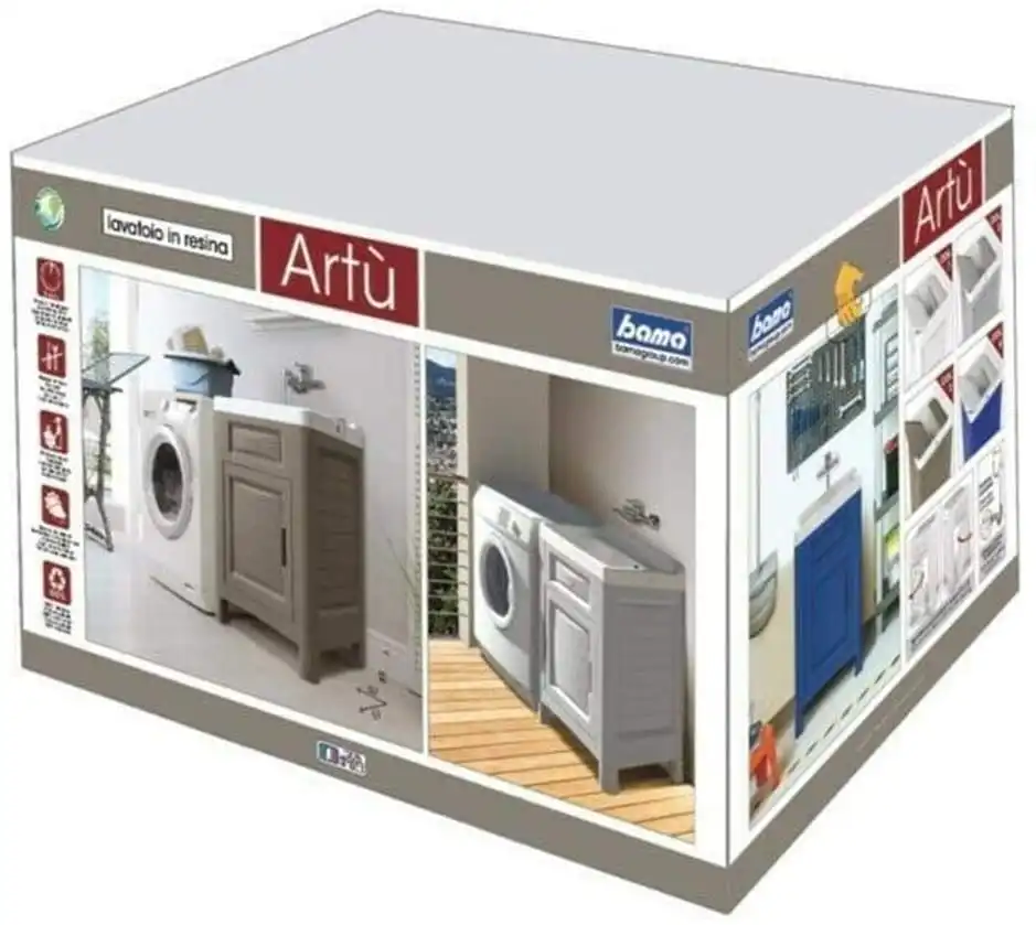 Mobile Bagno Bama Artu' Mobiletto Lavatoio in Resina Con Anta 60x51x89h Blu