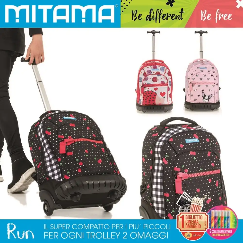 Trolley Run Mitama Girl Mix Zaino Per Scuola Super Compatto Fashion Con 2 Ruote
