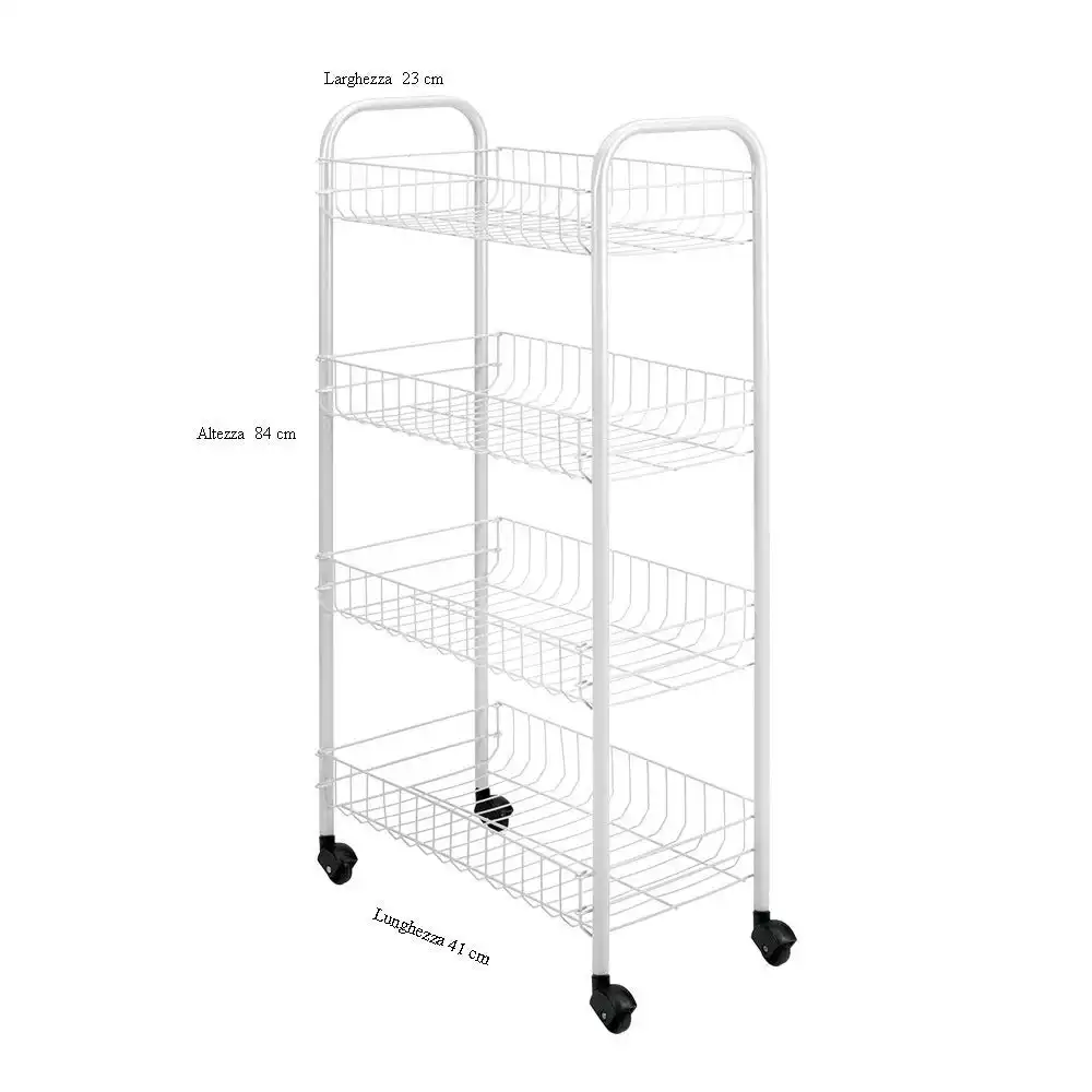 Metaltex Scaffaletto 4 Piani Pisa Carrello TuttoFare Multiuso Bianco