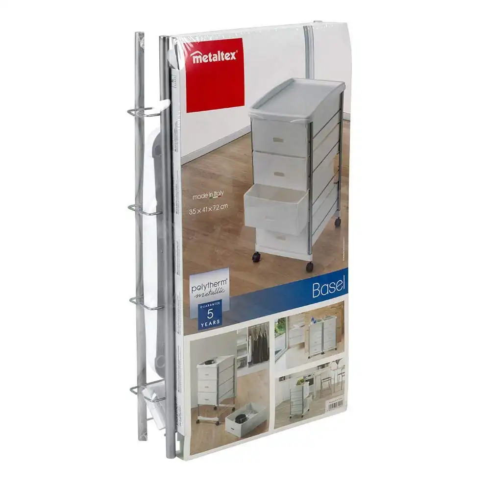 Scaffaletto Carrello Cassettiera da Cucina con 4 Cassetti Estraibili Bianco