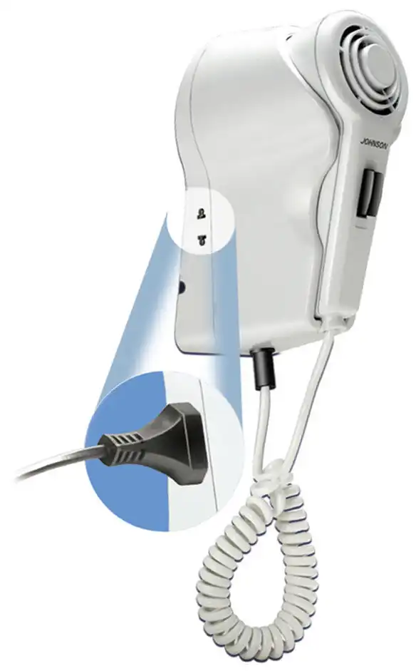 Asciugacapelli Johnson da Parete Muro per Camera Camere Albergo 1000W