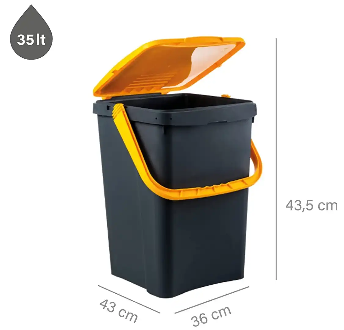 Pattumiera per Raccolta Differenziata Apertura a Libro 50lt 43x41xh54,5cm Giallo