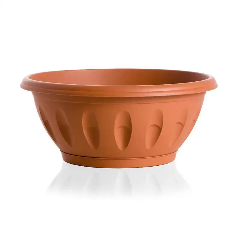 Vaso Fioriera Ciotola Alba con Sottovaso Color Terracotta 80x45x34cm