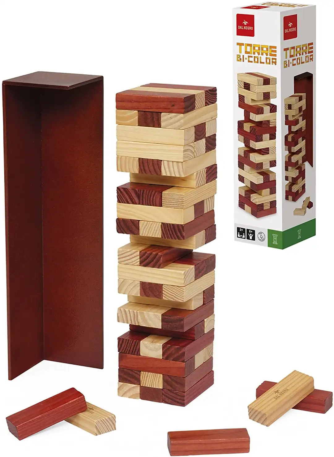 Jenga Bi-Color Gioco da Tavolo Dal Negro Mattoncini Legno Chiaro e Scuro