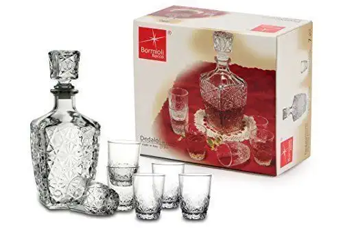 Bormioli Rocco Dedalo Servizio Liquore 7 Pz Set 6 Bicchieri Whiskey + Bottiglia