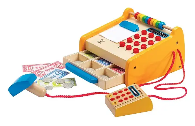 Registratore di Cassa in Legno con Tasti e Pos Carta di Credito Gioco Bambini