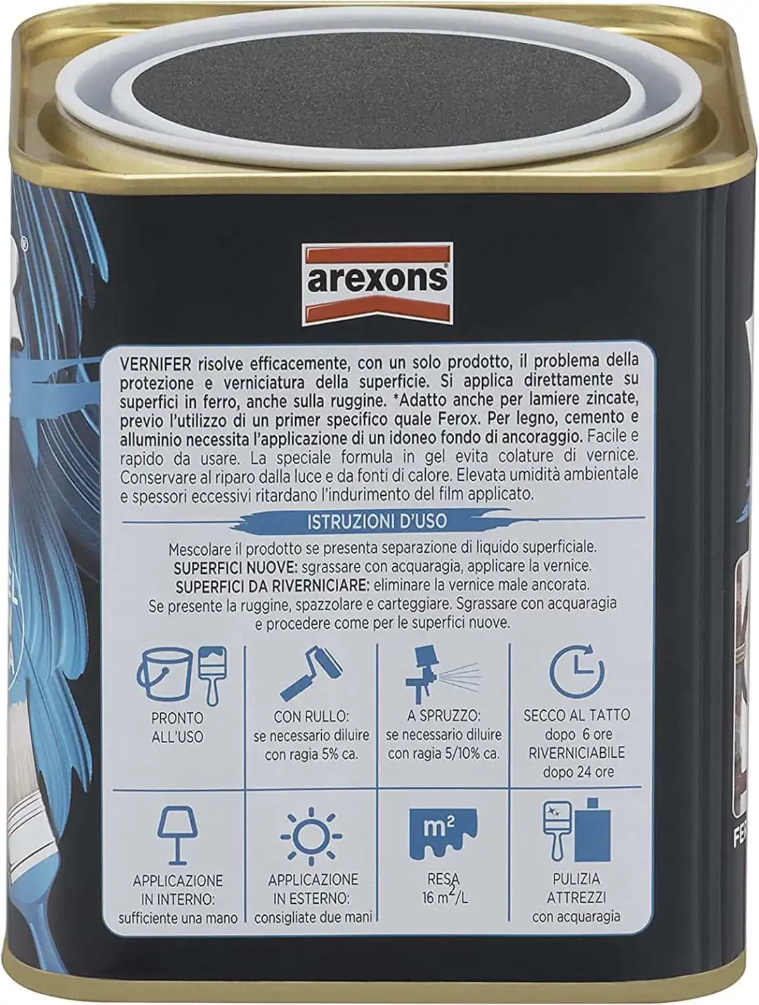 Vernice + Antiruggine Smalto Arexons Vernifer Antracite Antichizzante 750Ml 4888