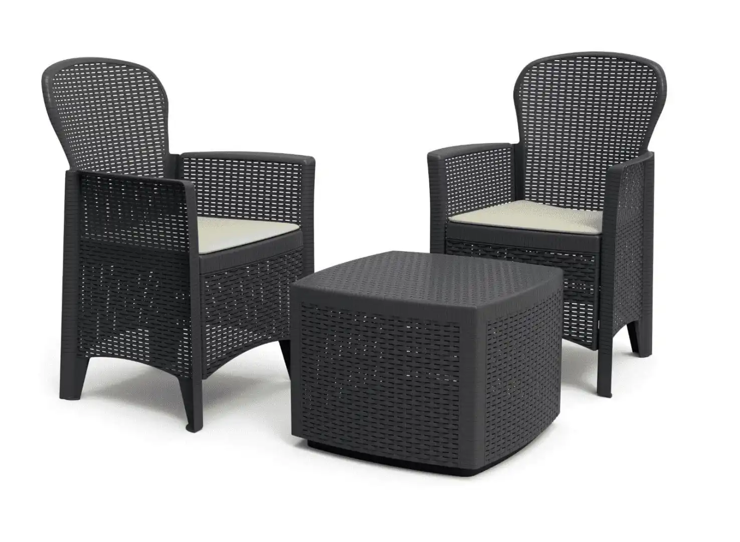 Set Salotto da Giardino Tree con 2 Poltrone con Cuscini e Tavolino Antracite