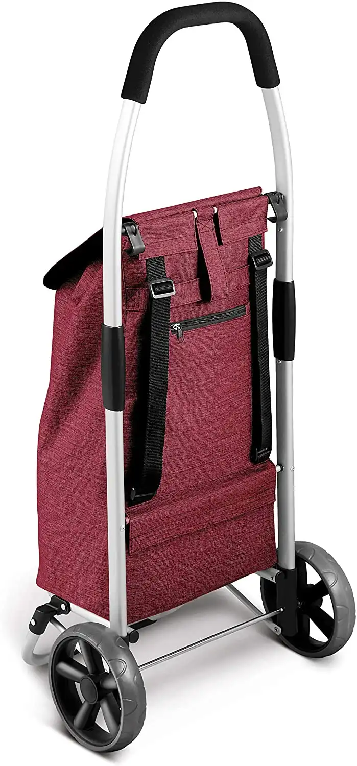 Shop Carrello Portaspesa Con Ruote Porta Spesa Sintetico 45x11x50 cm Rosso