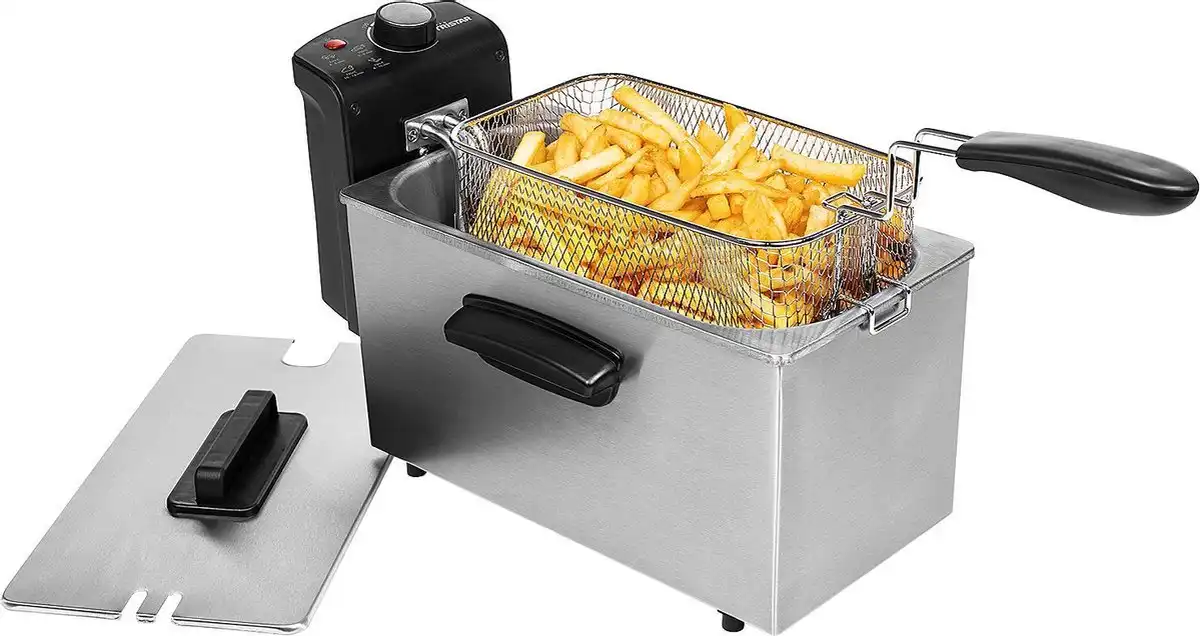 Friggitrice Alpina 3 Litri in Acciaio Inox Con Manopola Termostato 2000W