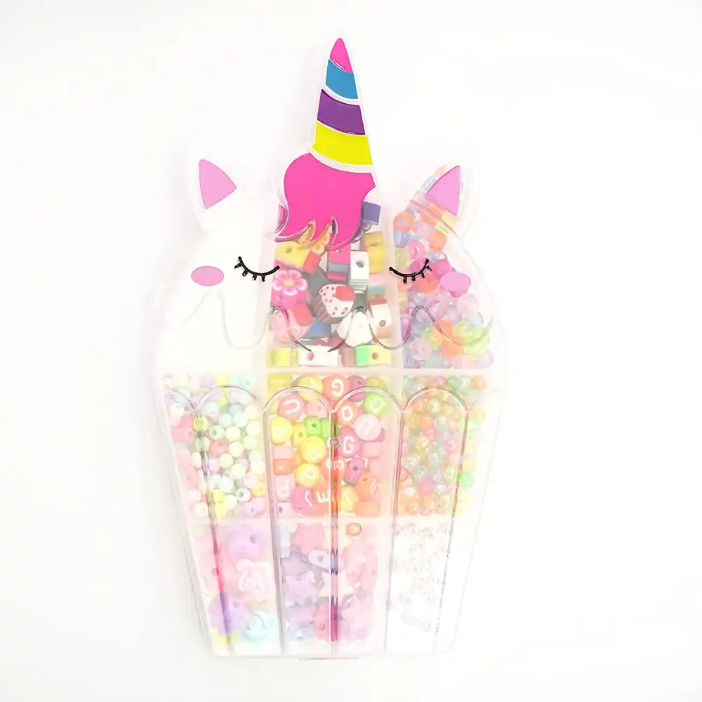 Unicorn Poket Box Kit Portatile Perline per Creare Bracciali e Collane Bambine