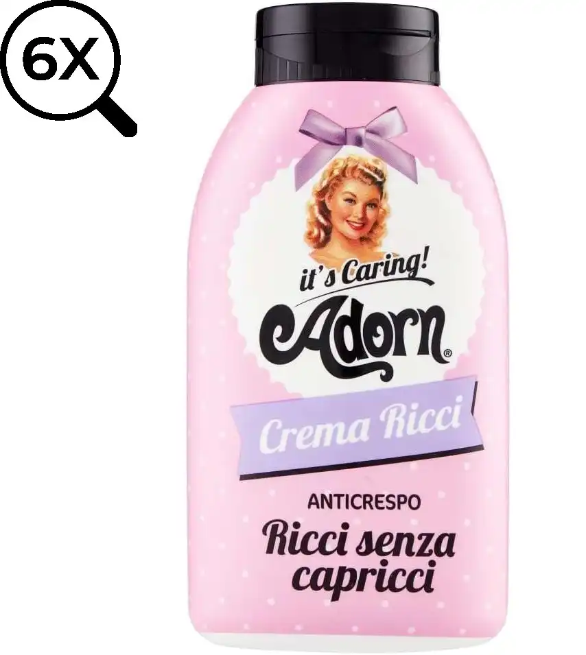 6x Adorn Crema Vintage Anticrespo Ricci Senza Capricci 200 ml Crema Riccio