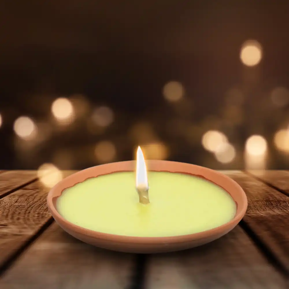 Confezione 10x Candela Citronella in Terracotta Diametro 17 Cm Antizanzare
