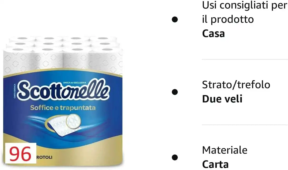 Scottonelle Carta Igienica Soffice e Trapuntata Confezione Da 96 Rotoli