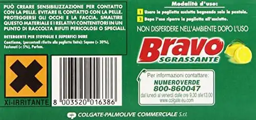 2x Bravo Detergente Sgrassante al Limone Pagliette Saponate 2x7 Totale 14 Pezzi