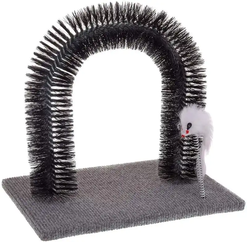Spazzola Massaggiatore Per Gatti Arco Archetto Con Base Tiragraffi 34x25x34