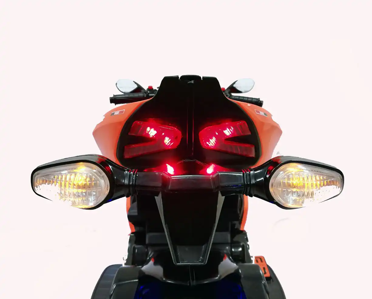 Moto Elettrica Per Bambini 12V Ruote LED Fari Funzionanti MP3 USB Arancione