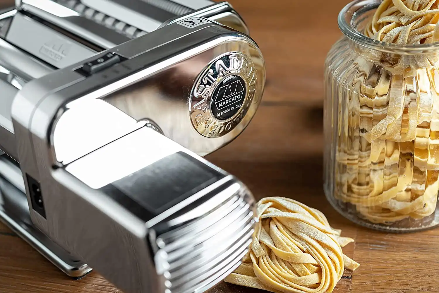 Marcato Atlasmotor Macchina per la Pasta con Motore in Acciaio Cromato 150mm