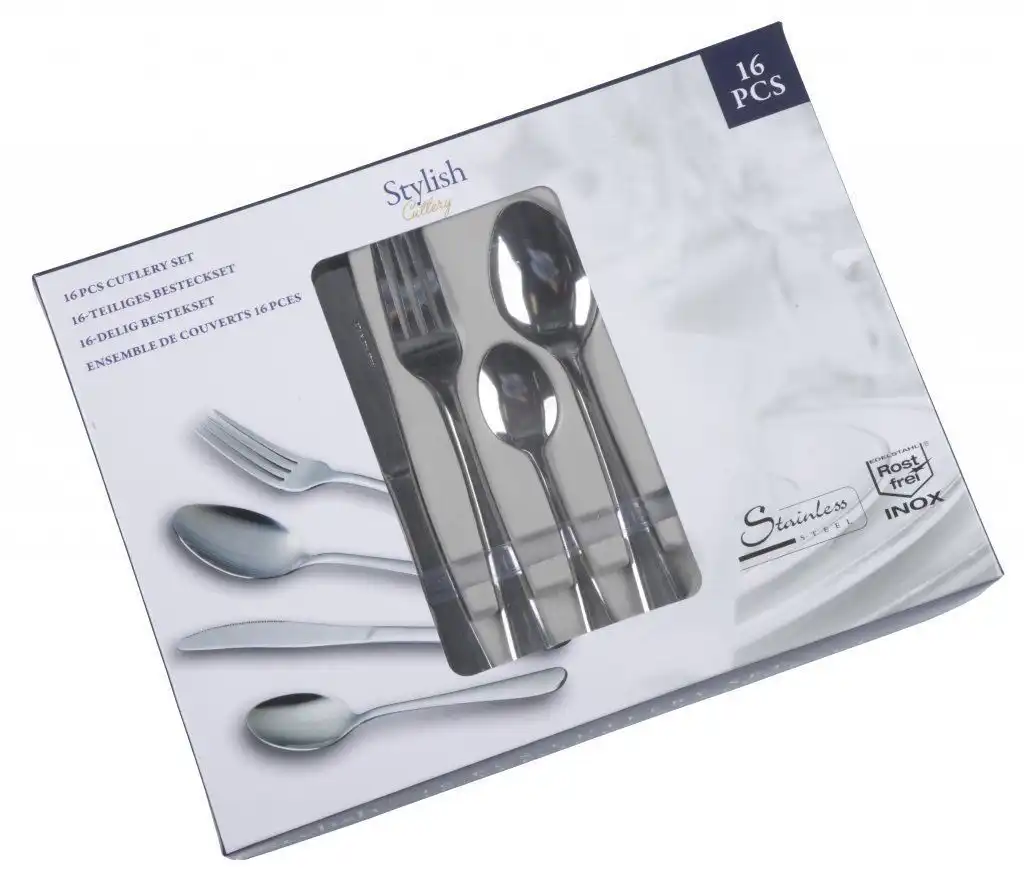 Set di 16 Posate in Acciaio Inox per 4 Persone Stoviglie da Tavola Cucina Camper